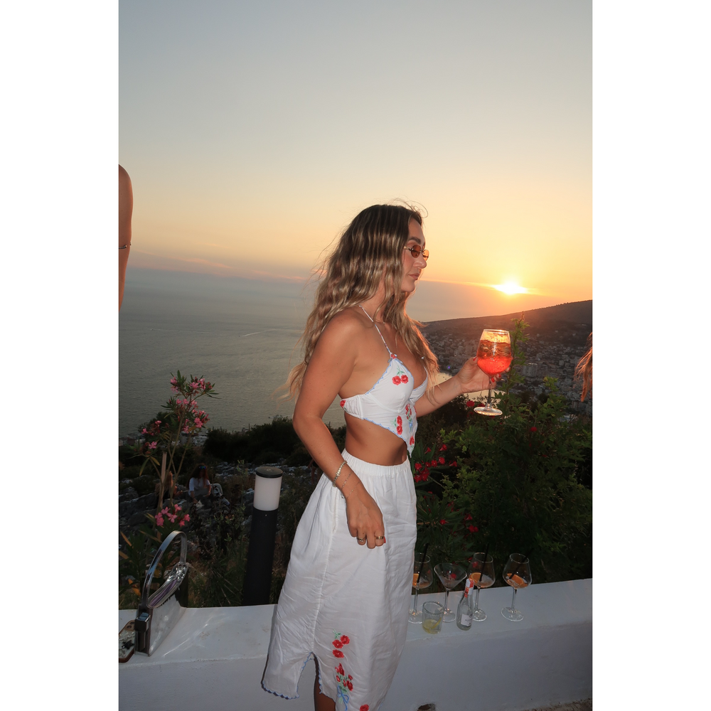 For Love & Lemons White Embroidered Top & Skirt Floral Set - Picture 6 of 6